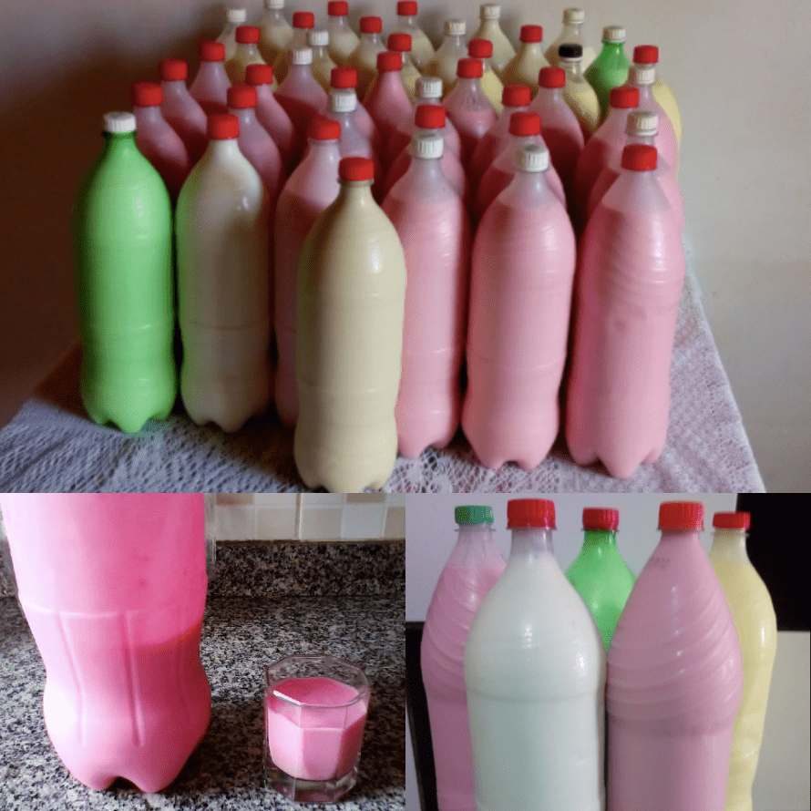 Iogurte de Garrafa sabor Morango, Abacaxi e coco