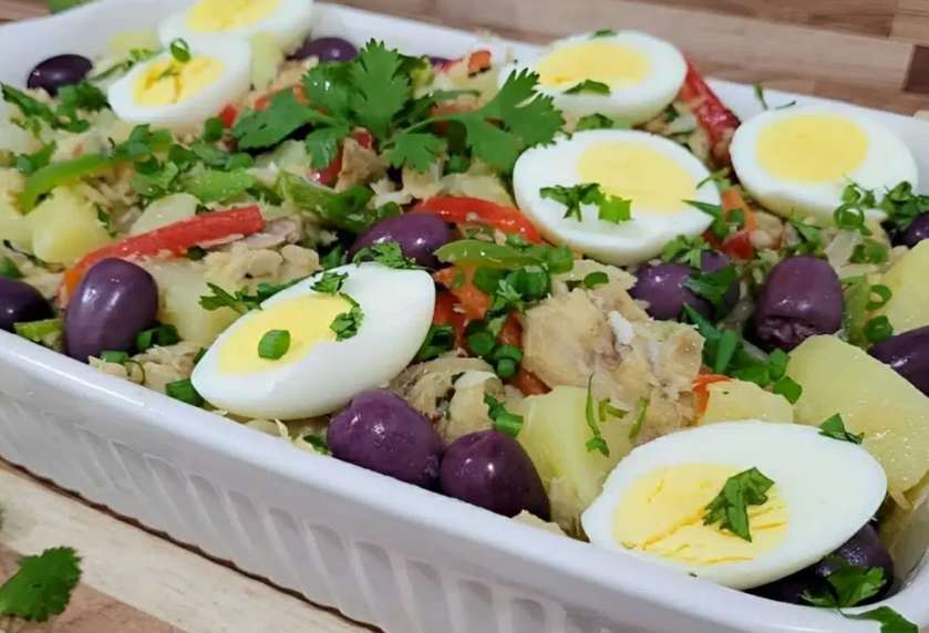 Salada temperada de bacalhau