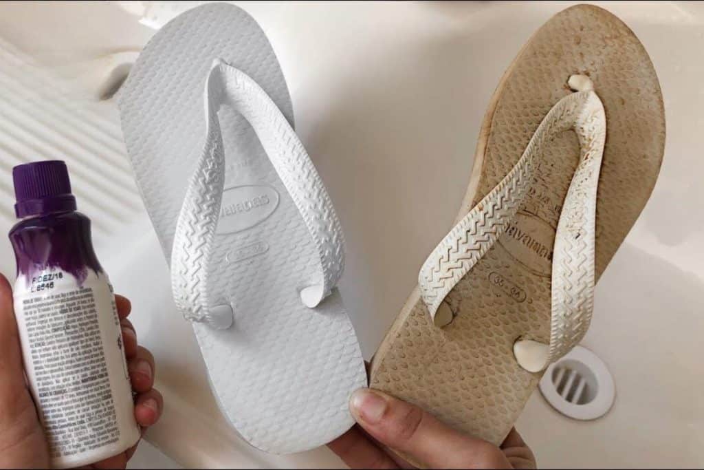 Como limpar chinelo branco encardido sem muito esforço